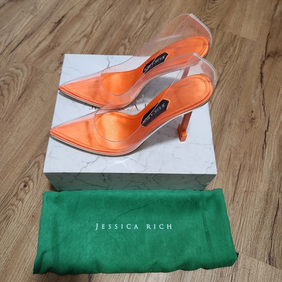 Jessica Rich So Fancy Clear Heels Sz 39 (9), NIB, Orange Tall Pumps Stillettos - Picture 8 of 11